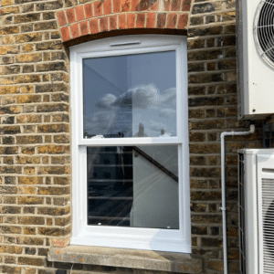 One of Sav Southends new uPVC sash windows fitted by Estuary Windows.